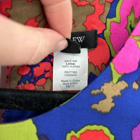 J. CREW 100% Silk Jules Ashbury Colorful Floral Print Mini Dress Size 00 - Picture 6 of 6